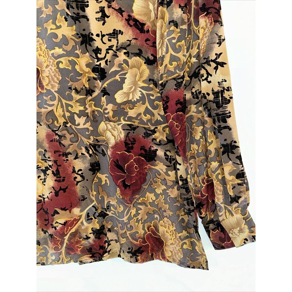Vintage TESS 100% Silk Size Large Button Down Shirt Dark Fairy Whimsigoth Witchy - Picture 11 of 12